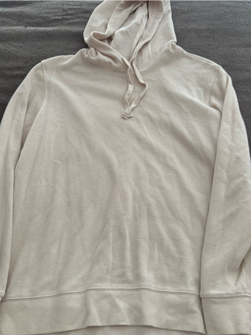 Old Navy Beige Ribbed Hoodie with Drawstring